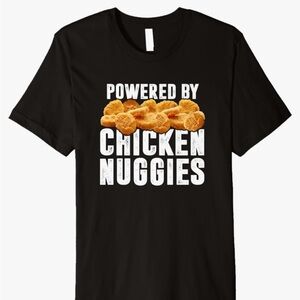 Powered by‎ Chicken Nuggies black XL T-shirt, chicken nugget funny graphic tee